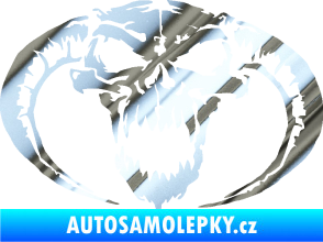 Samolepka Lebka 027 pravá se zahnutými rohy chrom fólie stříbrná zrcadlová