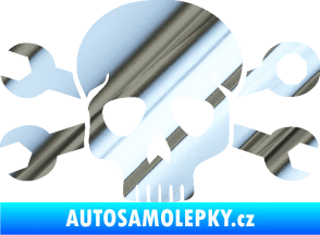 Samolepka Lebka 030 pravá mechanik chrom fólie stříbrná zrcadlová