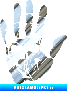 Samolepka Lebka 032 pravá otisk dlaně chrom fólie stříbrná zrcadlová