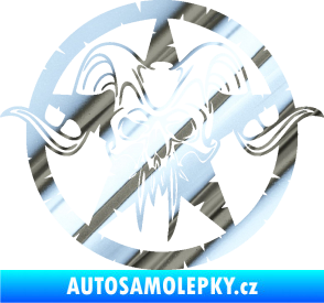 Samolepka Lebka 039 levá army hvězda chrom fólie stříbrná zrcadlová