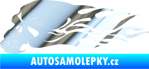 Samolepka Lebka 050 levá v plamenech chrom fólie stříbrná zrcadlová