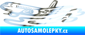 Samolepka Letadlo 026 levá v oblacích chrom fólie stříbrná zrcadlová