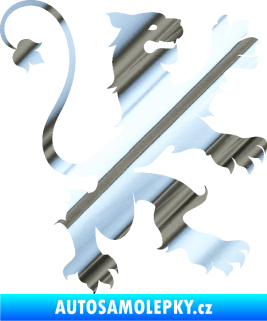 Samolepka Lev heraldika 002 pravá chrom fólie stříbrná zrcadlová