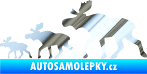 Samolepka Losí rodinka levá chrom fólie stříbrná zrcadlová