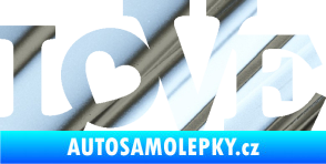 Samolepka Love 002 nápis se srdíčkem chrom fólie stříbrná zrcadlová