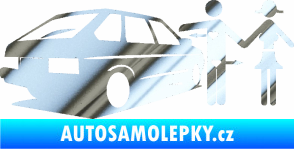 Samolepka Love car love girl levá chrom fólie stříbrná zrcadlová