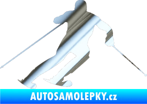 Samolepka Lyžař 003 pravá chrom fólie stříbrná zrcadlová