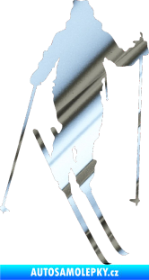 Samolepka Lyžař 004 pravá chrom fólie stříbrná zrcadlová