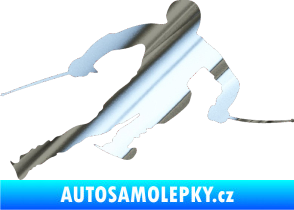 Samolepka Lyžař 012 pravá chrom fólie stříbrná zrcadlová