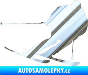 Samolepka Lyžař 019 pravá chrom fólie stříbrná zrcadlová