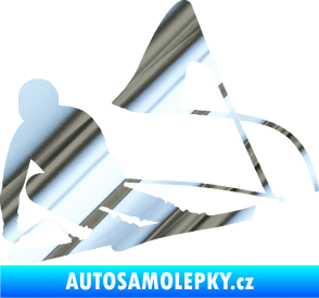 Samolepka Lyžař 025 levá chrom fólie stříbrná zrcadlová