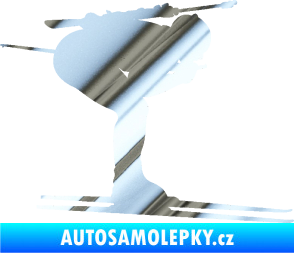 Samolepka Lyžař 028 pravá - biatlon chrom fólie stříbrná zrcadlová