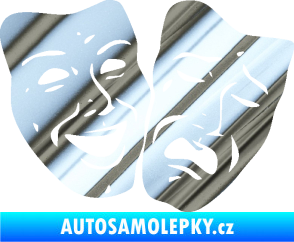 Samolepka Masky tváře 001 pravá veselý a smutný chrom fólie stříbrná zrcadlová