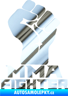 Samolepka MMA Fighter 001 pravá pěst chrom fólie stříbrná zrcadlová