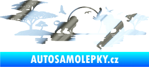 Samolepka Motiv Afrika levá -  zvířata u vody chrom fólie stříbrná zrcadlová