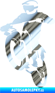 Samolepka Motokros 001 levá chrom fólie stříbrná zrcadlová