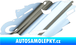 Samolepka Motorka 007 levá silniční motorky chrom fólie stříbrná zrcadlová