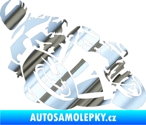 Samolepka Motorka 040 levá road racing chrom fólie stříbrná zrcadlová