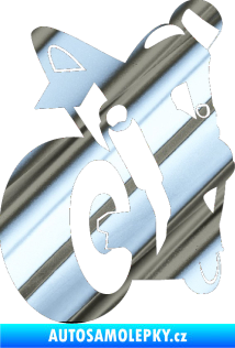 Samolepka Motorka 052 pravá chrom fólie stříbrná zrcadlová