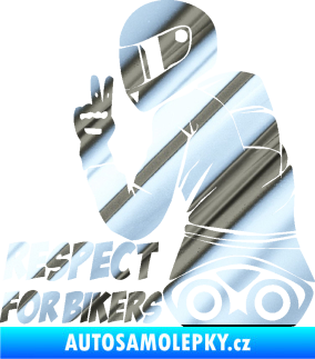 Samolepka Motorkář 003 levá respect for bikers nápis chrom fólie stříbrná zrcadlová
