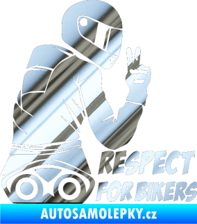 Samolepka Motorkář 003 pravá respect for bikers nápis chrom fólie stříbrná zrcadlová