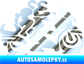 Samolepka Motorkář 009 pravá se spolujezdcem chrom fólie stříbrná zrcadlová