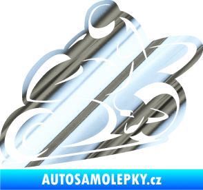 Samolepka Motorkář 011 levá chrom fólie stříbrná zrcadlová