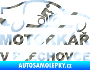 Samolepka Motorkář v plechovce chrom fólie stříbrná zrcadlová