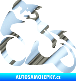 Samolepka Motorkářka 001 levá chrom fólie stříbrná zrcadlová