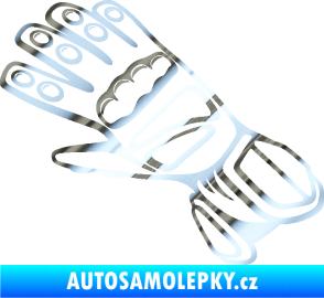 Samolepka Motorkářské rukavice 002 levá chrom fólie stříbrná zrcadlová