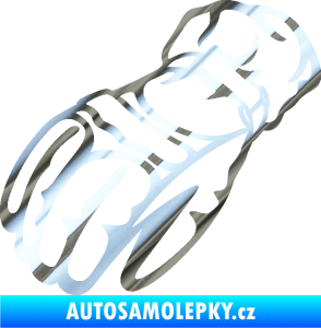 Samolepka Motorkářské rukavice 003 levá chrom fólie stříbrná zrcadlová
