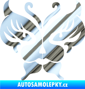 Samolepka Motýl 016 kočičí obličej chrom fólie stříbrná zrcadlová