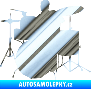 Samolepka Music 011 levá hráč na bicí chrom fólie stříbrná zrcadlová
