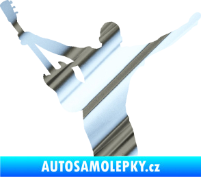Samolepka Music 024 levá kytarista rocker chrom fólie stříbrná zrcadlová