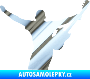 Samolepka Music 024 pravá kytarista rocker chrom fólie stříbrná zrcadlová