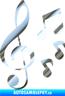 Samolepka Music noty a houslový klíč 002 chrom fólie stříbrná zrcadlová