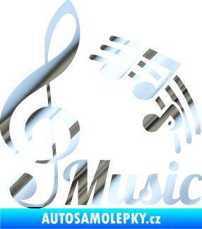 Samolepka Music noty a houslový klíč chrom fólie stříbrná zrcadlová