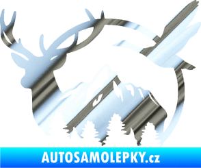 Samolepka Myslivost 002 levá lesní zvěř chrom fólie stříbrná zrcadlová