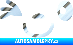 Samolepka Obličej 008 levá mrkající chrom fólie stříbrná zrcadlová