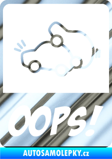 Samolepka Oops love cars 002 chrom fólie stříbrná zrcadlová