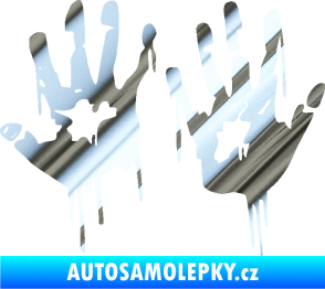 Samolepka Otisk rukou 001 levá krvavý chrom fólie stříbrná zrcadlová