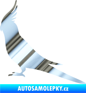 Samolepka Papoušek 002 levá chrom fólie stříbrná zrcadlová