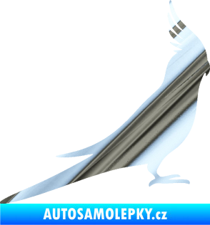 Samolepka Papoušek 002 pravá chrom fólie stříbrná zrcadlová