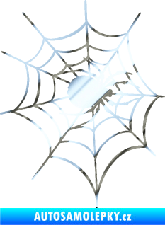Samolepka Pavouk 016 pravá s pavučinou chrom fólie stříbrná zrcadlová