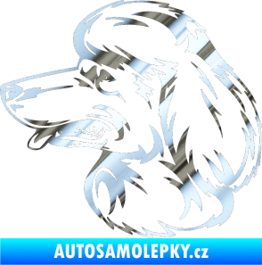 Samolepka Pes 013 levá Pudl chrom fólie stříbrná zrcadlová
