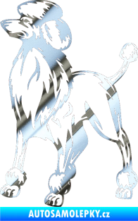 Samolepka Pes 014 levá Pudl chrom fólie stříbrná zrcadlová