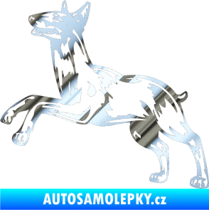 Samolepka Pes 015 levá Bulteriér chrom fólie stříbrná zrcadlová