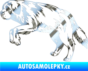 Samolepka Pes 034 levá chrom fólie stříbrná zrcadlová