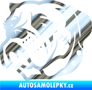 Samolepka Pes 097 levá Buldok chrom fólie stříbrná zrcadlová