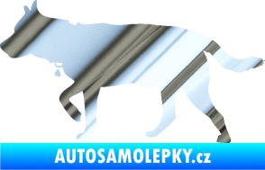 Samolepka Pes 121 levá německý ovčák chrom fólie stříbrná zrcadlová